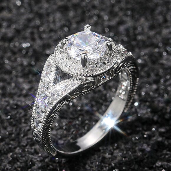 😍ALL OFFER's ACCEPTED💯 SEND OFFER NOW!! Jewelry - 😍Round Shiny CZ Noble Silver Wedding/Engagement Ring for Women, K808